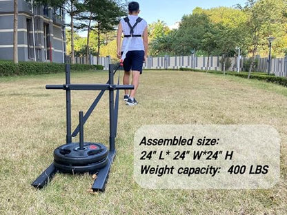 Weight Sled for Training Adjustable Handle Push-Pull Workout Sled Fitness Sled for Athletic Exercise, Speed Improvement and Strength Training