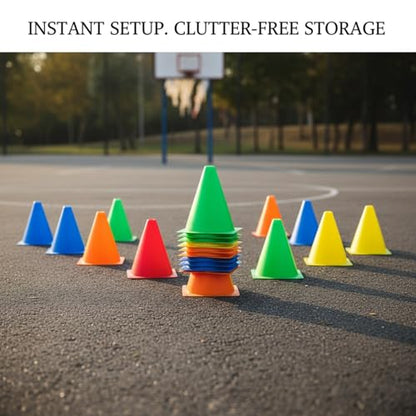Sports Training Cones Set of 10, Stackable Agility Markers for Soccer Basketball Skating Drills, Durable Plastic Field Equipment (Set of 10) - size: 7.87 x 7.87 x 7.09"