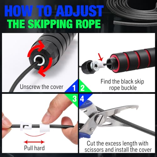 24 Pieces Jump Ropes for Fitness with Ball Bearings Speed Jumping Bulk Adjustable Skipping Rope with Foam Handles for Men Women Cardio Training