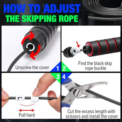 24 Pieces Jump Ropes for Fitness with Ball Bearings Speed Jumping Bulk Adjustable Skipping Rope with Foam Handles for Men Women Cardio Training