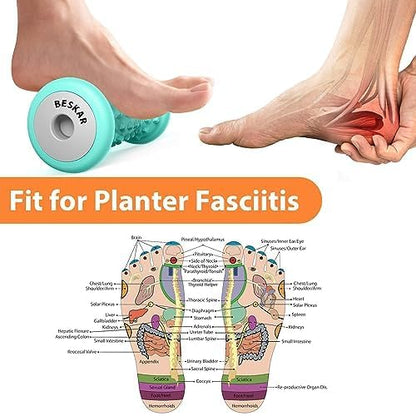 BESKAR Foot Massage Roller for Plantar Fasciitis Relief, Portable Deep Tissue Muscle Massage, Arch and Heel Pain Relief, Trigger Point Therapy Reflexology Tool - color: Green