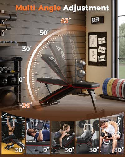 Foldable Weight Bench - Adjustable Incline Decline Workout Bench for Home Gym, Multi-Purpose Bench Press & Full Body Workout Equipment with High Weight Capacity & Compact Storage, Black