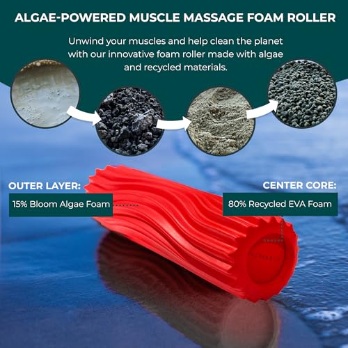 Ripple Travel Foam Roller (11" x 3.35") Firm Mini Foam Roller for Physical Therapy, Deep Tissue Massage, Back Pain - High Density, Ergonomic Wave Textured - Yoga, Pilates, Exercise (Red) - color: Red