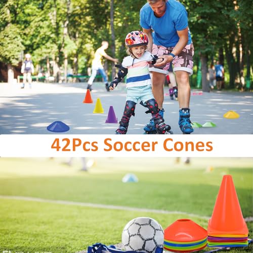 Soccer Cones Set, 84/42Pcs 7"/9" Cones Sports + Disc Cones, Cones for Sports with Carry Bag, Training Cones, Soccer Cones for Training, Plastic Soccer Cones for Drills