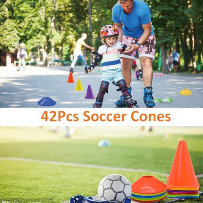 Soccer Cones Set, 84/42Pcs 7"/9" Cones Sports + Disc Cones, Cones for Sports with Carry Bag, Training Cones, Soccer Cones for Training, Plastic Soccer Cones for Drills