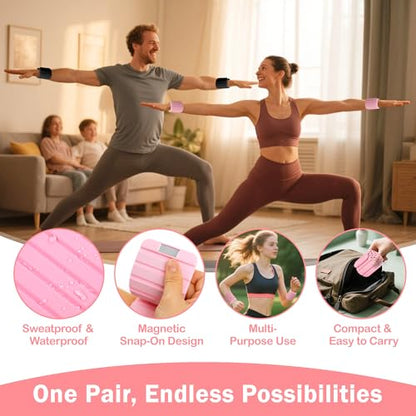 Wrist Weights & Ankle Weights – 2 Pack (1.1 lbs Each), Adjustable Arm, Leg & Hand Weights Set for Women, Magnetic Fitness Weights for Gym, Pilates, Walking, Yoga & Home Workout - color: Khaki