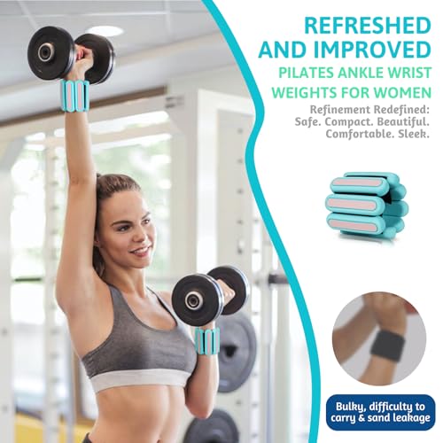 SOLY Wrist Ankle Weights for Women, Wearable Strong Arm & Leg Weights,Adjustable Wrist Weighted Bracelet for Yoga,Aerobics,Barre,Dance,Set of 2 (0.5LB Each)