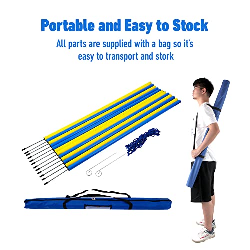 Pet Prime Dog Agility Training Equipment for Dog Obstacle Course Backyard 12pcs Weave Poles Slalom Set Portable Dogs Park Exercise Tool - size: 12PCS Dog Weave Pole Set