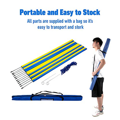 Pet Prime Dog Agility Training Equipment for Dog Obstacle Course Backyard 12pcs Weave Poles Slalom Set Portable Dogs Park Exercise Tool - size: 12PCS Dog Weave Pole Set
