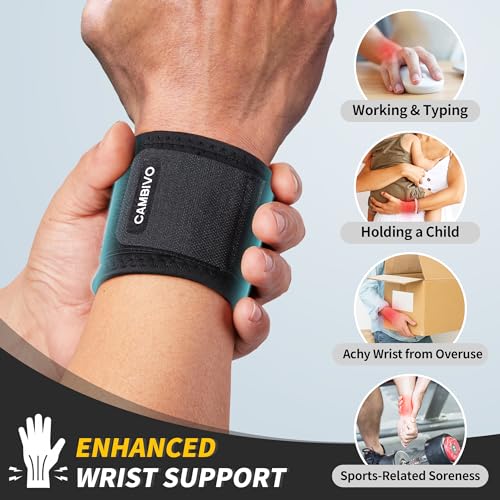 CAMBIVO Wrist Brace 2 Pack, Adjustable Compression Wrist Support for Carpal Tunnel, Tendonitis Pain Relief, Wrist Wraps for Weightlifting, Gym Fitness, Sleeping Night Support, Men Women