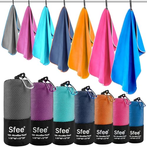 2 Pack Microfiber Travel Towel, Quick Dry Camping Towel Super Absorbent Compact Lightweight Sports Gym Towels Set for Gym, Hiking, Pool, Backpacking, Bath, Yoga