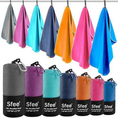 2 Pack Microfiber Travel Towel, Quick Dry Camping Towel Super Absorbent Compact Lightweight Sports Gym Towels Set for Gym, Hiking, Pool, Backpacking, Bath, Yoga