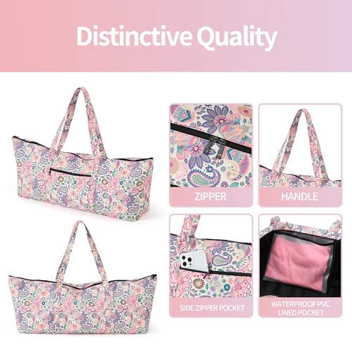 | Yoga Mat Bag | Large Yoga Mat Carrier with Wet Pocket | Yoga Gifts | Gym Tote Bag for Women - color: Tote-Pink