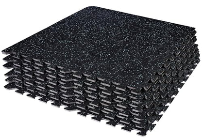 Sivan Fitness 1/2" Thick Rubber Top High-Density EVA Foam Gym Flooring for Home Gym - 48 Sq Ft Exercise Mat Tiles for Workout, Yoga, MMA, Heavy Exercise Equipment Mat - 12 Interlocking Gym Floor Mat