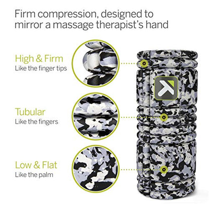 TriggerPoint Grid Foam Roller - Multi-Density Exterior, Rigid Core - Trusted by Therapists and Athletes - Standard Density, Includes Online Instructional Videos, 33cm, Grey Camo