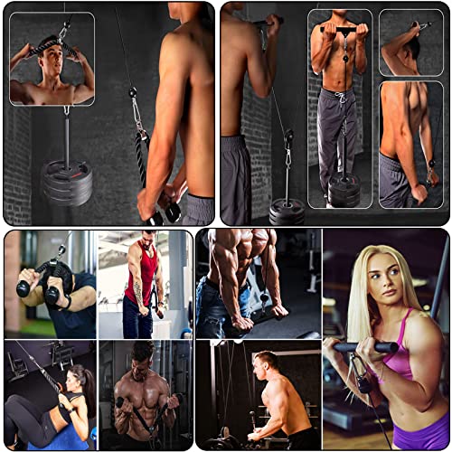 LAT Pulley System for Home Gym – Strength Training Fitness Equipment Cable Machine for Triceps, Biceps, Back & Shoulder Workouts - color: Cable + Adapter