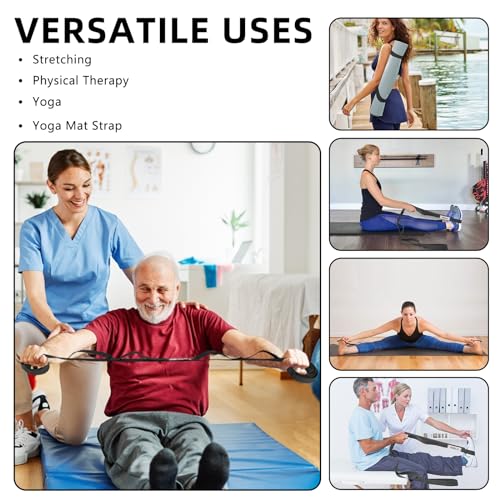 Stretching Strap Yoga Strap Physical Therapy for Home Workout, 10 Loops Non-Elastic Stretch Band for Pilates, Flexibility, Exercise and Gymnastics - color: 2-Pack Black/Green