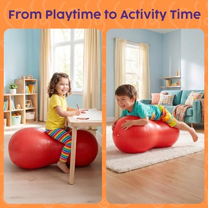 Hurtle Peanut Shaped Exercise Ball, Yoga Active Seat, Bounce Balance Desk Chair, Wiggle Flexible Sitting Ball for Kids, Boys, Girls and Adults