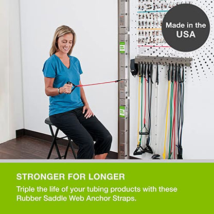 Rubber Saddle Web Anchor Strap — 12 Pack — Perfect for Bands, Bilateral Tubes, and Unilateral Tubes — Physical Rehab Accessory for Clinic, Home, or Gym