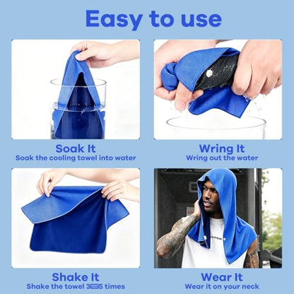 (2PCS) Cooling Hoodie Towel, Cooling Cap Towel, Ice Sports Hat, Head Ice Pack, Cooler Heat Relief Cap for Neck and Face, Microfiber, Instant Cooling, White, for Sport, Gym, Camping