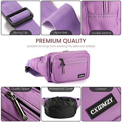CXWMZY Fanny Packs For Women & Men Waist Pack Hip Bum Bag with Multi-Pockets Large Capacity Waterproof Casual Bum Bag for Disney Traveling Casual Cycling Running Hiking - color: Purple_3