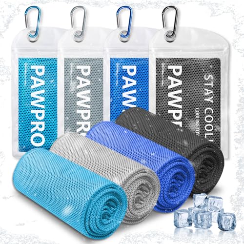 4 Packs Cooling Towels for Neck and Face, Soft Breathable Gym Towels with Waterproof Bag & Carabiner, Multi-Colored Sweat Towels for Gym, Running, Yoga (Light Blue/Royal Blue/Black/Grey) - color: Light Blue/Royal Blue/Black/Grey