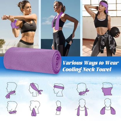 PAWPRO 4 Packs Soft Breathable Cooling Towels for Neck and Face(40"x12") - color: Multicolor