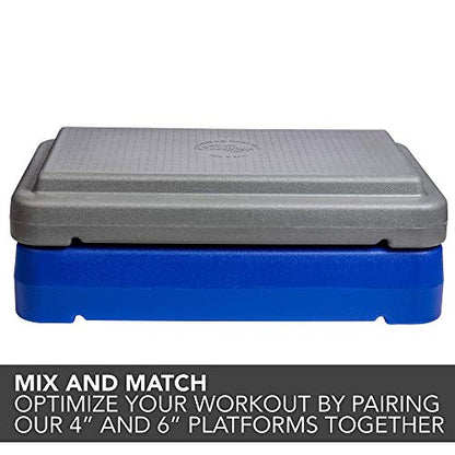 The Step (Made in USA) 4 Inch Stackable Aerobic Exercise Platform (Grey) with Non-Slip Surface and Nonskid Feet to Prevent Sliding