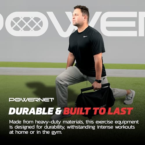 PowerNet PowerPro Sandbag, Holds Up to 40 Pounds in Sandbags, Heavy-Duty Workout Equipment for Strength Training and Fitness, Home Gym Exercise Equipment, Workout Guide Included