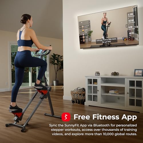 Sunny Health & Fitness Stair Stepper & Climber Exercise Equipment for Home Workout, Compact Cardio Training Machine - color: Red