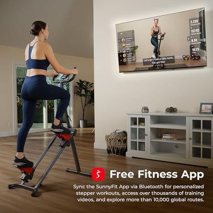 Sunny Health & Fitness Stair Stepper & Climber Exercise Equipment for Home Workout, Compact Cardio Training Machine - color: Red