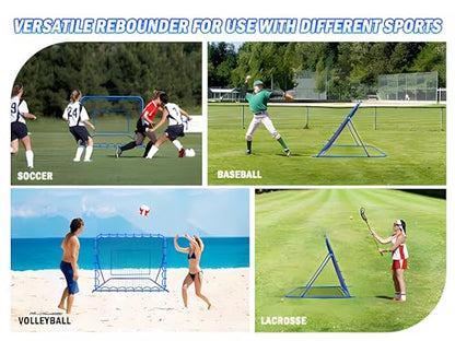 Soccer Baseball Rebounder Net, Soccer Goal Net, Volleyball Softball Rebound Pitchback Net Quick-Switch Angle Training for Control, Passing Practice, Bounce Back Rebounder Goals Gifts Trainer Equipment - size: 5FTx4FT