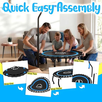 YORIN Rebounder Tranpoline for Adults, 330LBS Fitness Indoor Tranpoline, 40" 48" 50" Mini Exercise Tranpoline with Bungees, Stable Quiet Workout Small Tranpoline, Equipment Exercise at Home
