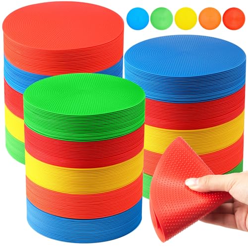 100 Pcs 7.8 Inch Poly Spot Markers, Non Slip Rubber Flat Field Cones for Soccer, Colorful Agility Floor Dot Markers for Sports Basketball Speed Agility Training(Simple)