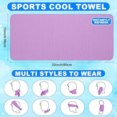 100 Pcs Cooling Towels Bulk 32 x 12 Inch Ice Towel Bulk Cooling Rag for Face and Neck Soft Breathable Microfiber Cloth Chilly Quick Cold for Gym Sport Golf Running Stay Cold (Macarons)