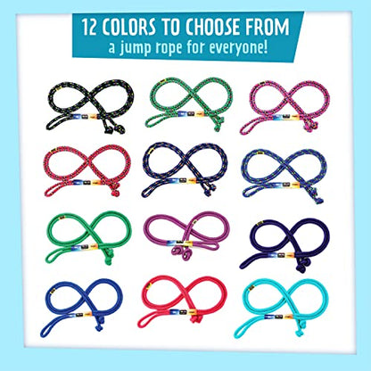 Just Jump It 8' Foot Single Jump Rope for Kids Women and Men - Active Outdoor Youth Fitness Excersing Equipment - Braided Nylon Gym Accessories - color: Blue Confetti