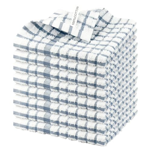 8 Pack Kitchen Towels and Dishcloths Sets,100% Cotton Soft Absorbent Quick Drying Dish Towels for Kitchen,Washing Dishes-Little Blue Plaid,12 x 12 in - color: Little Blue Plaid, size: 12 x 12 in - 8PCS