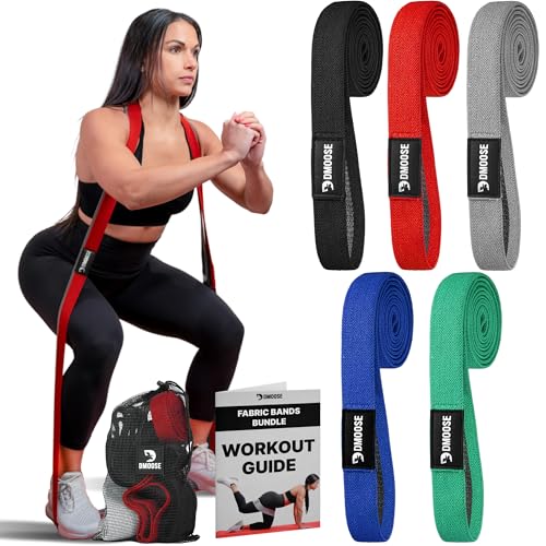 DMoose Fitness Fabric Resistance Bands for Full Body Exercises - Non-Slip Thick Cloth Stretch Band for Squats, Lunges & Bicep Curls - Long Resistance Bands for Working Out - Booty Band for Men & Women