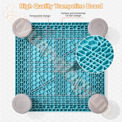Sensory Trampoline for Autism Kids Indoor, 25 Inch Square Leaps and Rebounds Trampoline, Bouncing Board with Non-Slip Base, Mini Trampolines Bounce Board Jumping Toys, Max Loaded 165 lbs - color: Blue