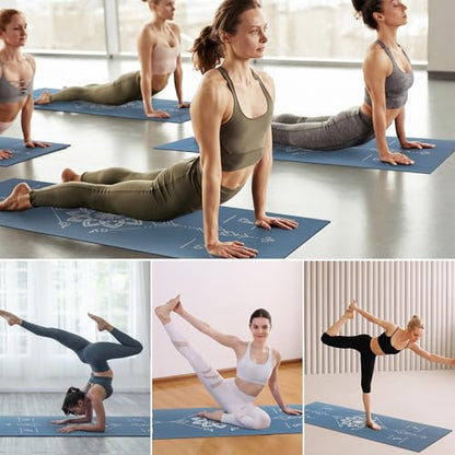 Avoalre Folding Yoga Mat, Eco-Friendly PVC Travel Yoga Mat Packable, Double Sided Non-Slip Printed Yoga Mats with Bag for Home Workout Gym Exercise Fitness Pilates Stretching (72" x 24" x 1/5" Thick)