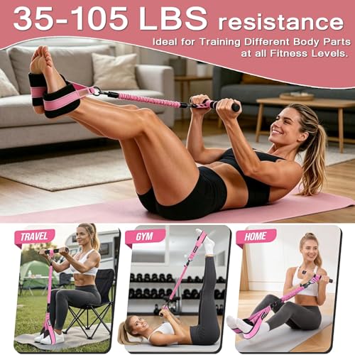 Upgraded Pedal Resistance Band with Handle,3 Tube Adjustable Resistance Bands(35/70/105 lbs),Foot Pedal Resistance Band for Abdomen,Core,Arm,Legs,Body,Resistance Bands for Women & Men