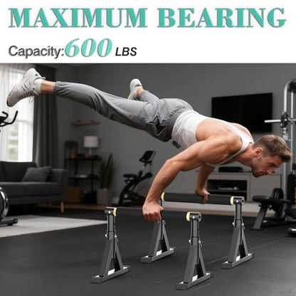 GanFindX Wooden Parallel Bars 12/10-14" 600LB Capacity for Home Gym - size: 10-14"