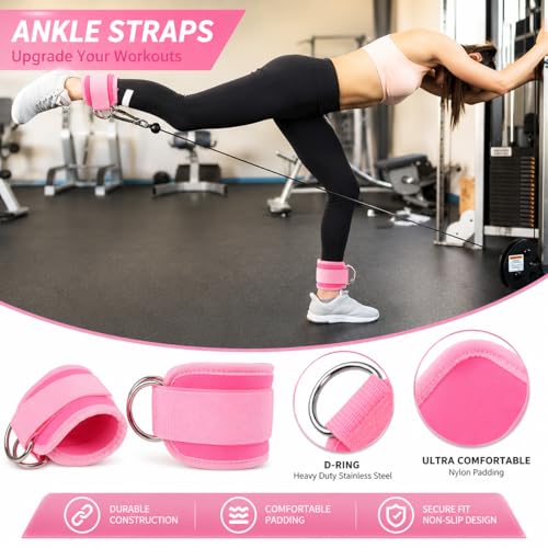 SINYWAY 10 PCS Barbell Pad Set for Squat,Hip Thrust Pad Workout Foam - color: Pink