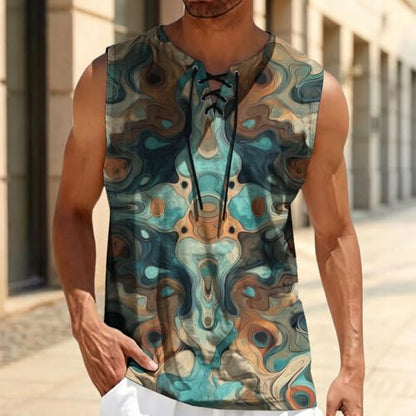 domirica Mens Summer Casual Sleeveless Shirts Plus Size Oversized Trendy Lightweight Pull On Tank Top - color: Aqua, size: 3X-Large