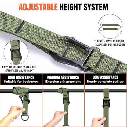 Pull Up Assist Bands Set of 4 Bands 300 Lbs - color: Army Green
