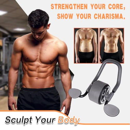 Li Fitness Ab Wheel with Jump Rope, Automatic Rebound Ab Wheel, Abdominal Exercise Wheel with Elbow Support, Ab Exercise Machine for Core Training, Abs Workout Equipment