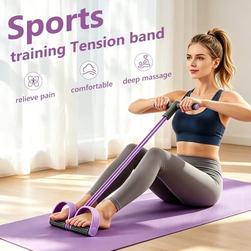 Pedal Resistance Band with Handle,4/6/8 Resistance Levels Elastic Pull Rope, Portable Fitness Bands for Leg Butt Training, Home Gym, Yoga, Pilates