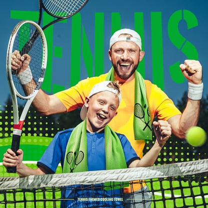 12 Count Cooling Towel Tennis Breathable Chilly Towel 32'' x 12'' Soft Tennis Ice Neck Wrap Workout Sweat Washcloths for Sports Gym Microfiber Dishcloths for Coach Gifts - style: Tennis