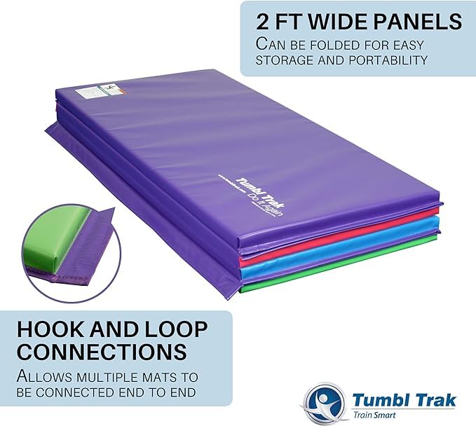 Tumbl Trak Gymnastics Folding Tumbling Panel Mat - color: Bright Pastel, size: 5'x10'x1.38"
