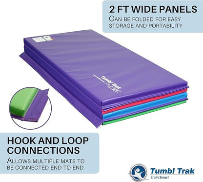 Tumbl Trak Gymnastics Folding Tumbling Panel Mat - color: Bright Pastel, size: 5'x10'x1.38"